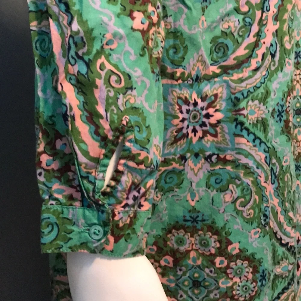 J. Crew Mint Green Flora Print Long Sleeve Tunic - Picture 4 of 6